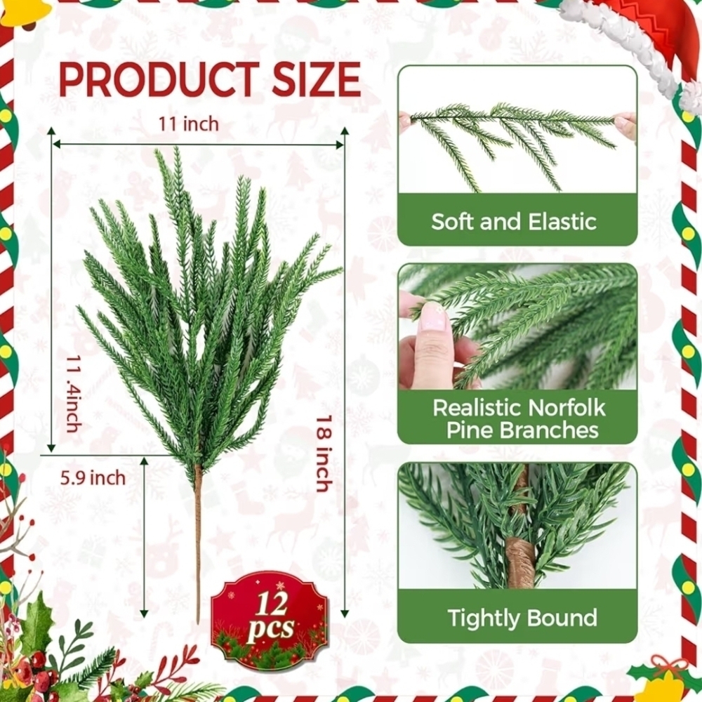 Artificial Norfolk Pine Branches - Green